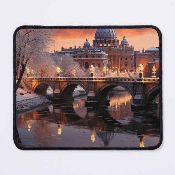Item preview, City's Historic Arch Bridge at Dusk, Illuminated by Modern Lights Reflects in Scenic River designed and sold by Domitian Tincaba.