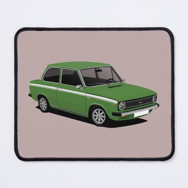 Item preview, DAF 66 Saloon - Super Luxe - car illustration - green with white stripe designed and sold by knappidesign.