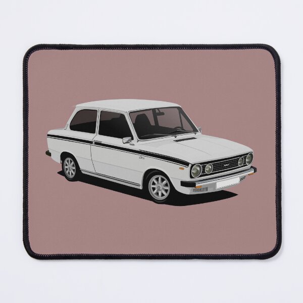 Item preview, DAF 66 Marathon  sedan - car illustration - white with black stripes designed and sold by knappidesign.