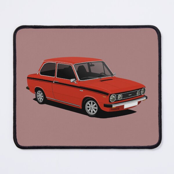 Item preview, DAF 66 Marathon sedan - car illustration - red with black stripes designed and sold by knappidesign.