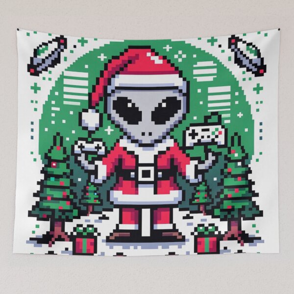 Item preview, Extraterrestrial Gaming Santa: An 8-Bit Festive Odyssey designed and sold by PixelPunkster.