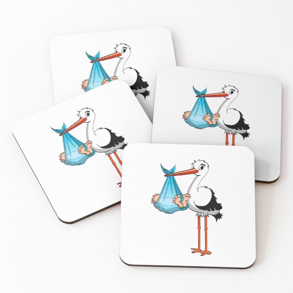 Item preview, The stork who delivers the baby boy. Vector gender illustration.  designed and sold by Stef Ringoot, cartoons and illustrations.