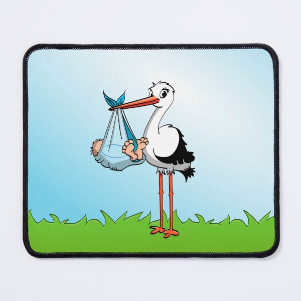 Item preview, The stork who delivers the baby boy. Vector gender illustration. designed and sold by Stef Ringoot, cartoons and illustrations.