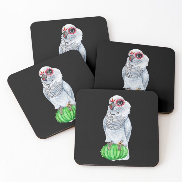 Item preview, Cute Day of the Dead Sugar Skull Cockatoo Parrot designed and sold by Ivy Lily Art.