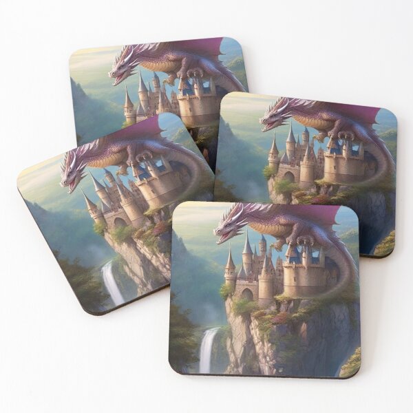 Item preview, Majestic Dragon Watches Over the Mountain Castle designed and sold by Newpixelland.