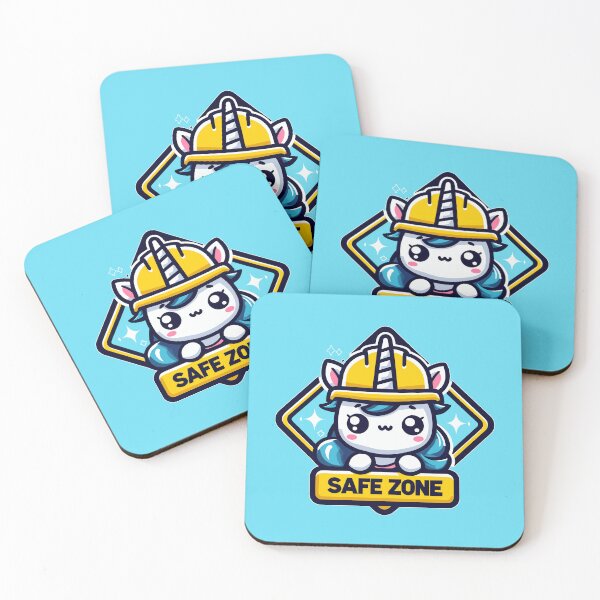 Item preview, Kawaii unicorn in hardhat safe zone  designed and sold by TomFrontierArt.