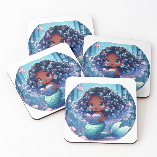 Item preview, Cute Mermaid Cartoon Reading Under the Sea designed and sold by ArTeaCupcake.