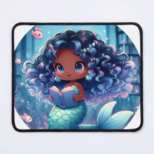 Item preview, Cute Mermaid Cartoon Reading Under the Sea designed and sold by ArTeaCupcake.