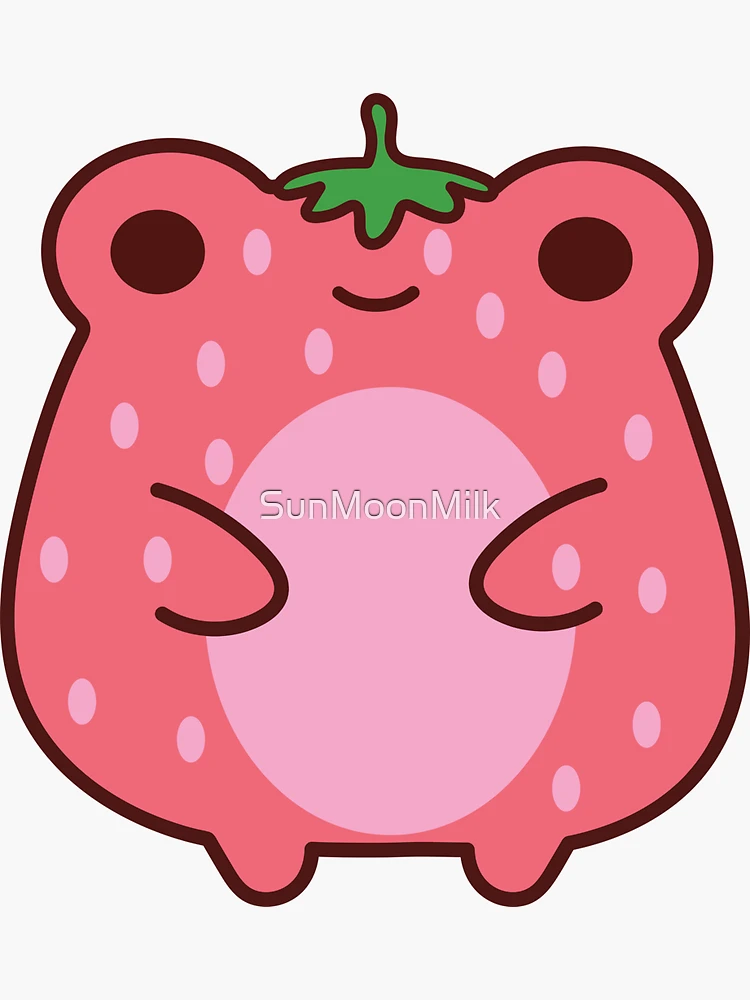 Frog Squishmallow Waterproof Stickers, Strawberry Frog, Cute