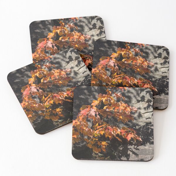 Item preview, Autumnal Shadow Play - Miniature Maple Tree Against Rough Rockface designed and sold by Georgia Mizuleva.