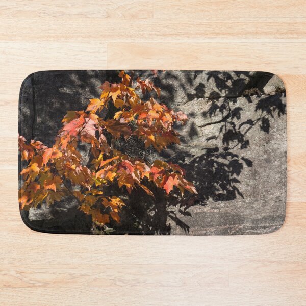 Item preview, Autumnal Shadow Play - Miniature Maple Tree Against Rough Rockface designed and sold by Georgia Mizuleva.