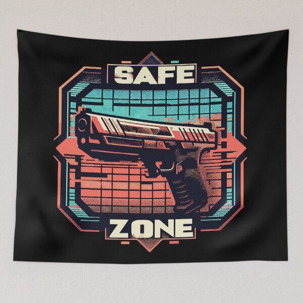 Item preview, Retro safe zone guns club firearm  designed and sold by TomFrontierArt.