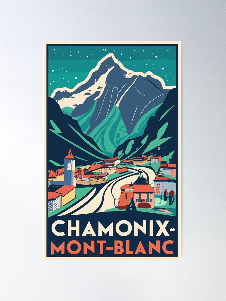 A Vintage Travel Art of Chamonix-Mont-Blanc - France 