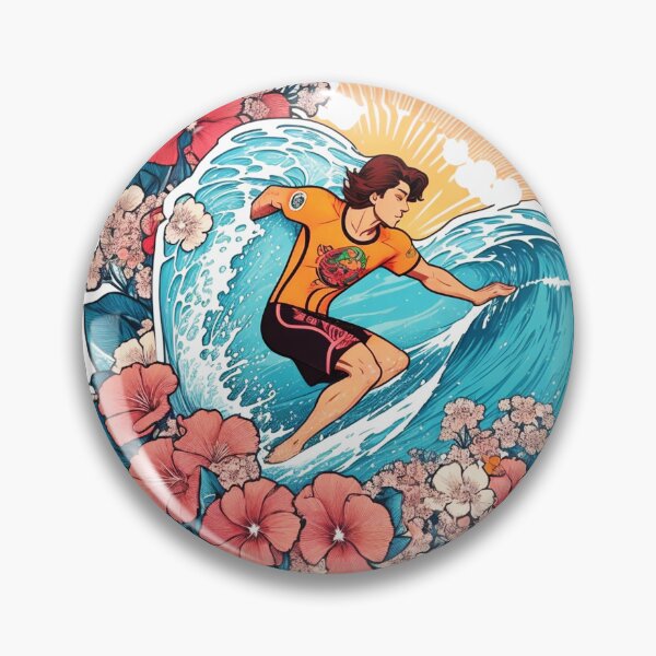 Item preview, Big Wave Surfer with Hawaii Orchid Flowers designed and sold by NautiChic.