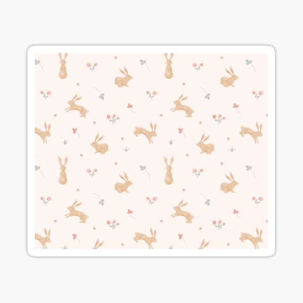 bunny, rabbit, beige, flower, meadow Sticker