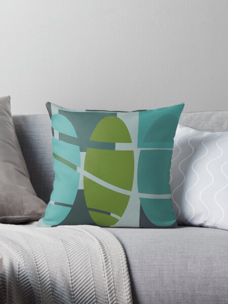 Item preview, Retro Midcentury Modern Pattern in Blue, Olive and Turquoise designed and sold by SannelLarsson.