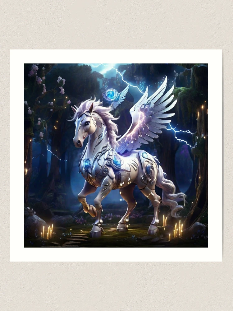 Good Pegasus Art Print / Double Exposure Horse /DnD Framed Wall Art / Dungeons and Dragons Art