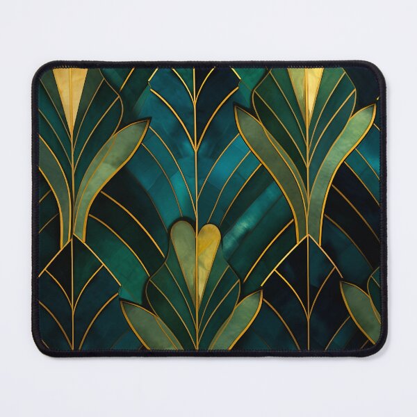 Item preview, Luxurious Aesthetic Vintage Inspired Teal and Gold Leaves Pattern designed and sold by Vic Torys ☆.
