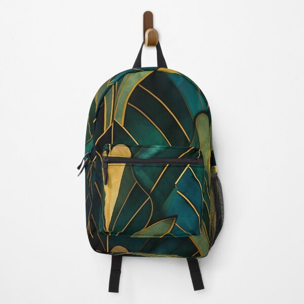 Item preview, Luxurious Aesthetic Vintage Inspired Teal and Gold Leaves Pattern designed and sold by Vic Torys ☆.