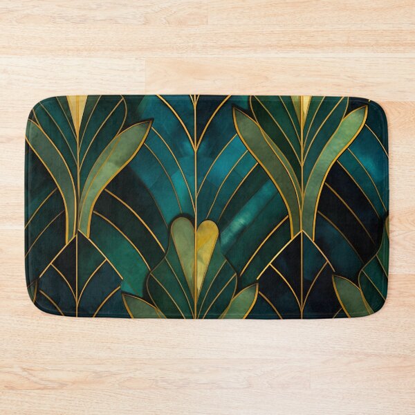 Item preview, Luxurious Aesthetic Vintage Inspired Teal and Gold Leaves Pattern designed and sold by Vic Torys ☆.