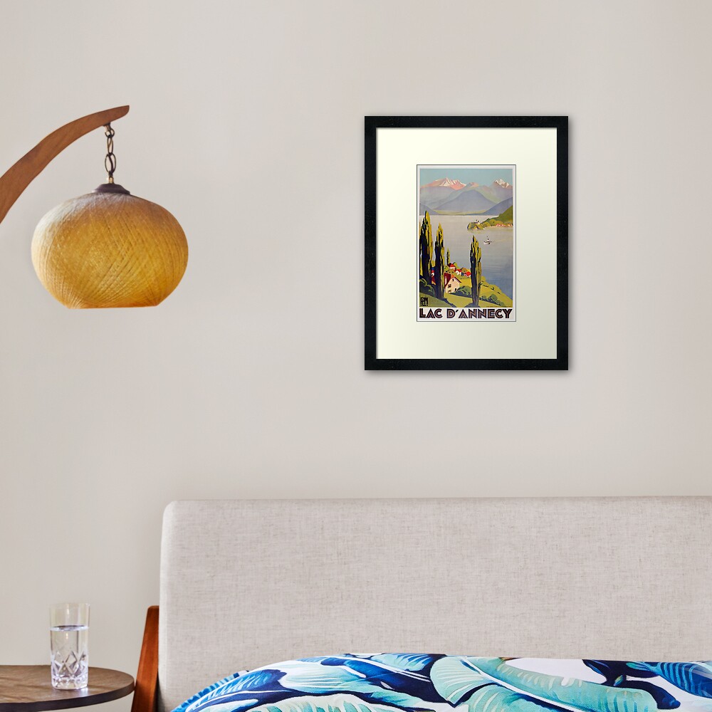 Vintage Lake Annecy France Travel Framed Art Print