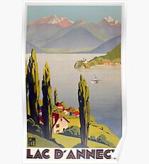 Vintage Lake Annecy France Travel Poster