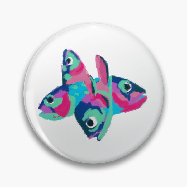 Item preview, Multicolored fish heads (white background) designed and sold by MentaLee.