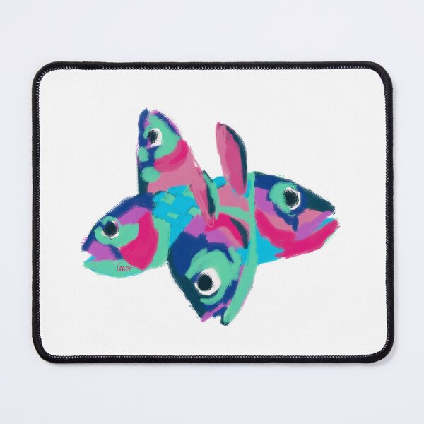 Item preview, Multicolored fish heads (white background) designed and sold by MentaLee.