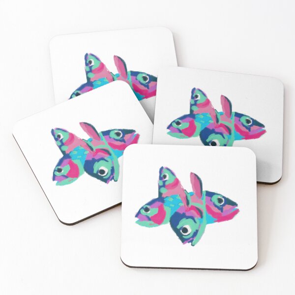 Item preview, Multicolored fish heads (white background) designed and sold by MentaLee.