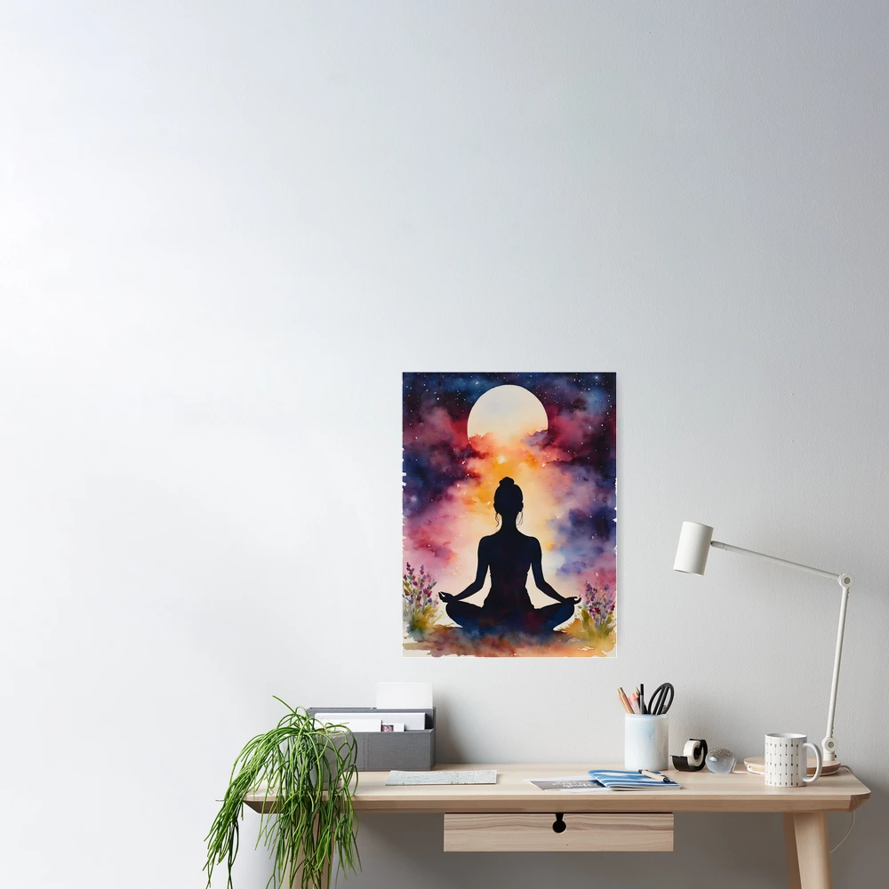 Meditation Poster, Yoga Studio Decor, Divine Print, spiritual Art Wall  Decor, Meditation Yoga Decor,Yoga goddess,Yoga gifts Home decor