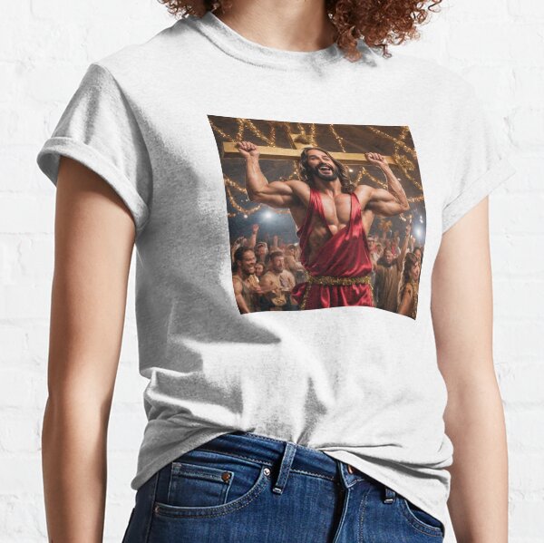 Jesus is Swole Unisex T-Shirt. Muscular Jacked Up Jesus T-Shirt.