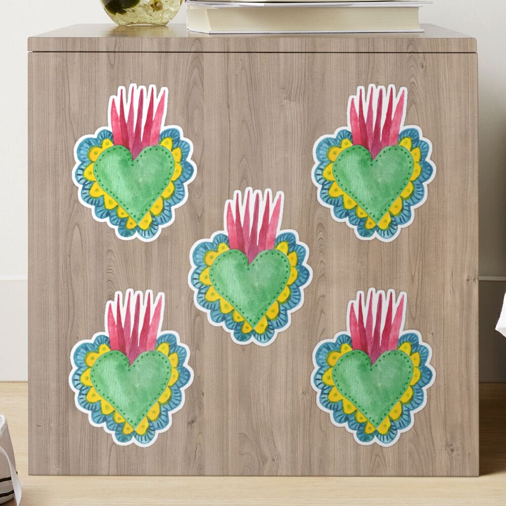 Flaming watercolor hearts Sticker