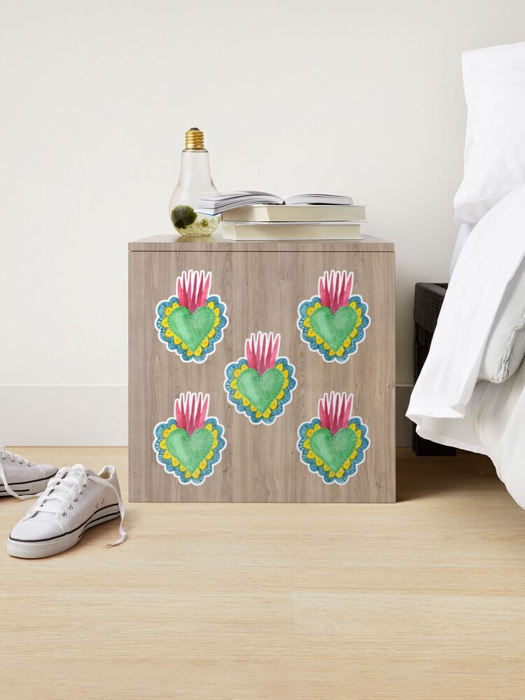 Alternate view of Flaming watercolor hearts Sticker