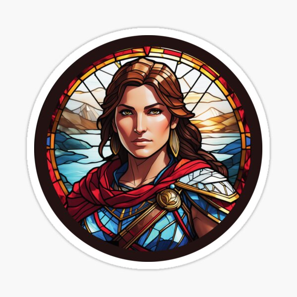Item preview, Assassin's Creed Odyssey Kassandra Portrait Stained Glass designed and sold by FanArtisan.