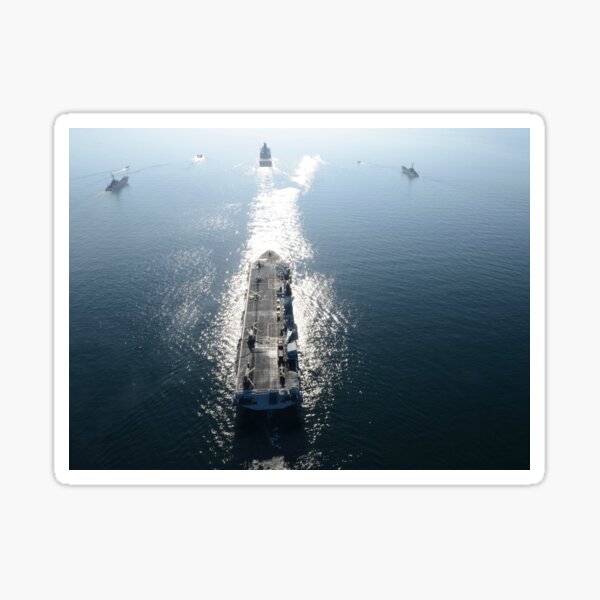 Item preview, STK109301M-Amphibious assault ships transit in formation off the coast of Sweden. designed and sold by StocktrekImages.
