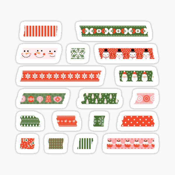 Cute Christmas Washi Tape Red and Green Pattern  Sticker for Sale by  Pravokrugulnik