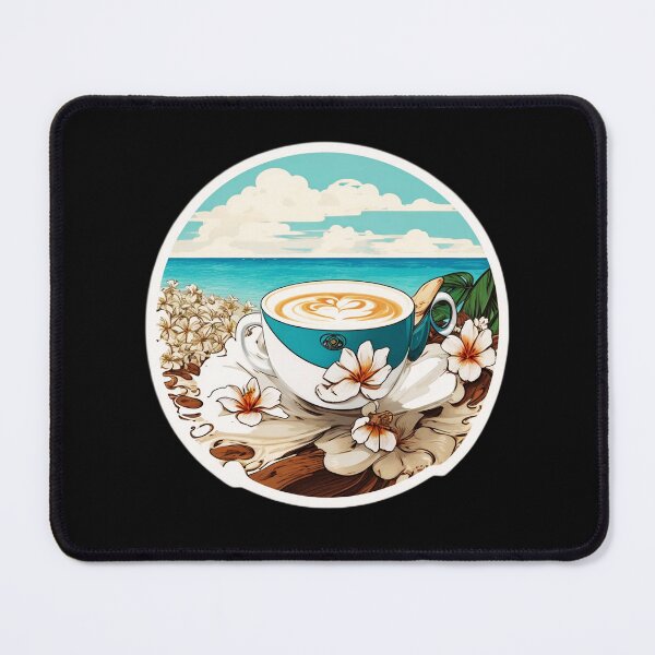 Item preview, Cappuccino Blue Cup Served on a Sunny Day by the Sea designed and sold by NautiChic.