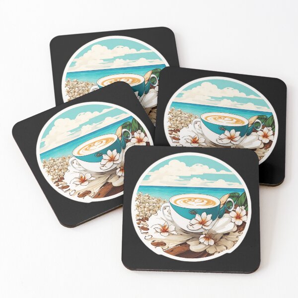 Item preview, Cappuccino Blue Cup Served on a Sunny Day by the Sea designed and sold by NautiChic.