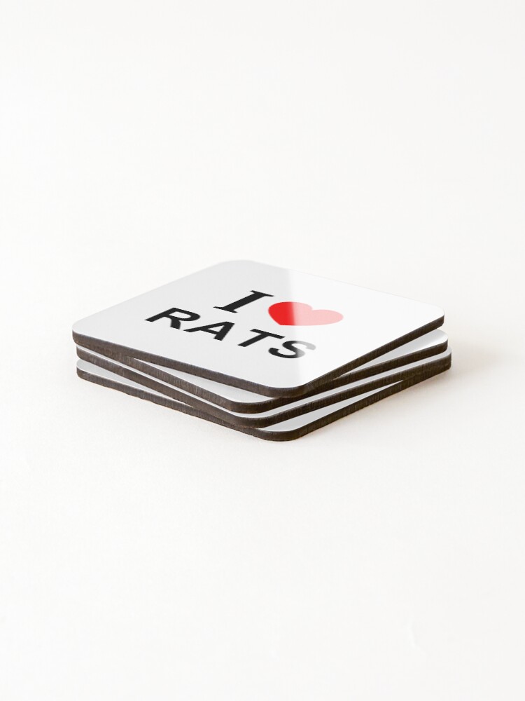 Thumbnail 4 of 5, Coasters (Set of 4), I ❤️ RATS I LOVE RATS I HEART RATS designed and sold by usernamenaijan.