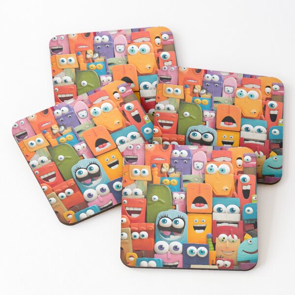 Item preview, Cartoons cute funny square characters designed and sold by DigitalArtAJP.