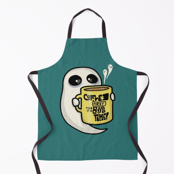 Item preview, Halloween Horror: Cute Lazy Little Boo Coffee Ghost drinks a Cup of Coffee 'Coffee first then it is Boo Time!' designed and sold by Goofrik - Goofy Freaks.