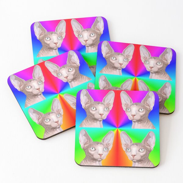 Item preview, Multiple Rainbow Pop Art Sphynx Cat Faces designed and sold by Deborah Camp.