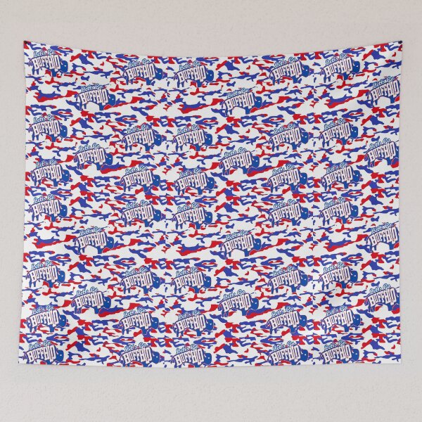 Item preview, Let's Go Buffalo Camo - Red White Blue Camouflage with Blue Buffalo designed and sold by SmileThreads.