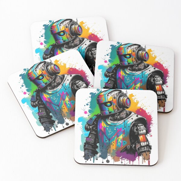 Item preview, Robot street art colorful illustration  designed and sold by RobotAIArt.