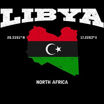 Libyan Flag And Map Libya Coordinates Libya Location Sticker For