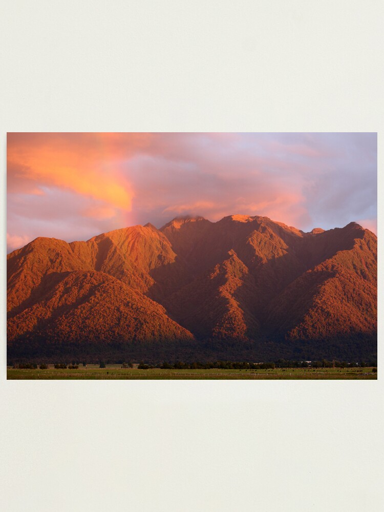 Alternate view of Fox Glacier Valley Sunset, South Island, New Zealand Photographic Print
