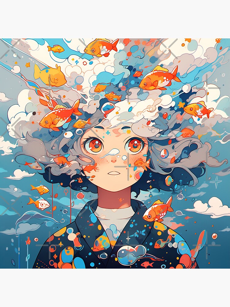 Anime Girl with Fishes Desktop Wallpaper - Anime Wallpaper in 4K