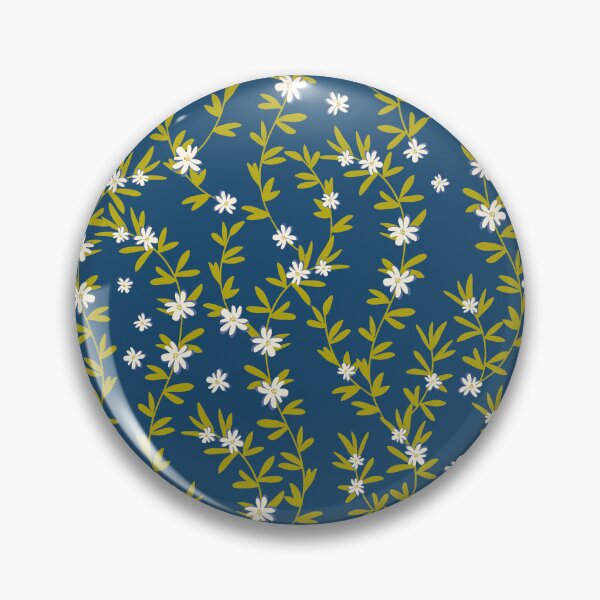 Artikelvorschau, Ditsy kleine weiße Blumen und Zweige auf blauem Hintergrund entworfen und verkauft von BrankaPD.