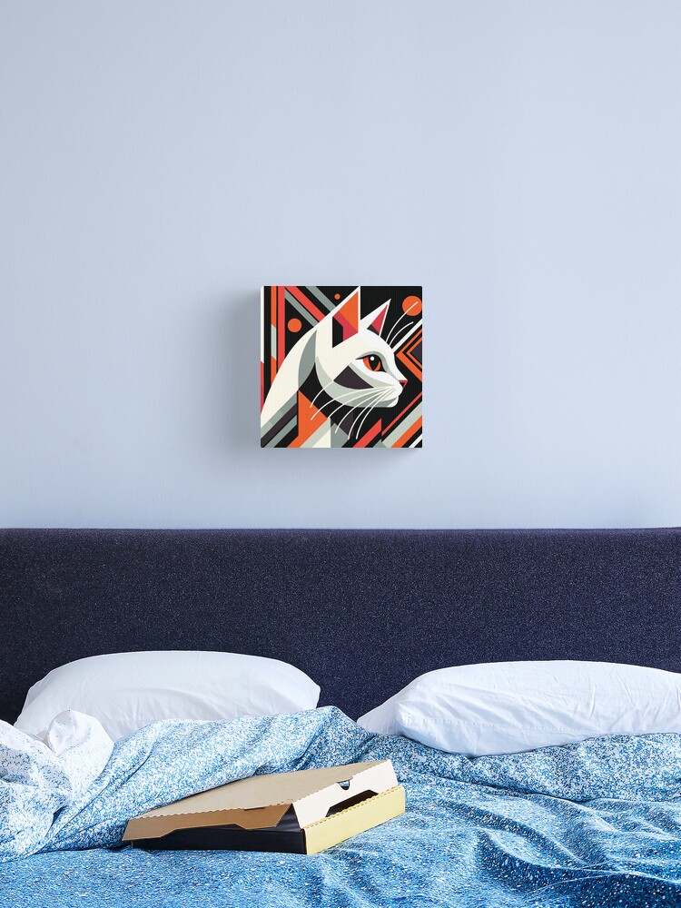 Thumbnail 1 of 3, Canvas Print, Art Deco Cat Portrait: Vintage Glamour Meets Feline Elegance designed and sold by bsilvia.