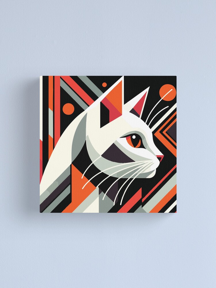 Thumbnail 2 of 3, Canvas Print, Art Deco Cat Portrait: Vintage Glamour Meets Feline Elegance designed and sold by bsilvia.